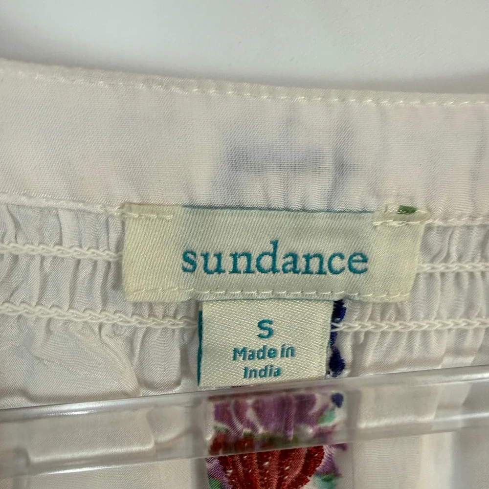 Sundance Laisella Kaftan Dress Womens S White Embroidered Tassel Ruffle Maxi - Picture 2 of 15